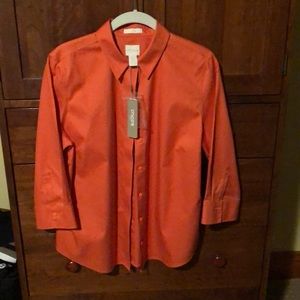 No Iron cotton button back shirt 3/4 sleeve